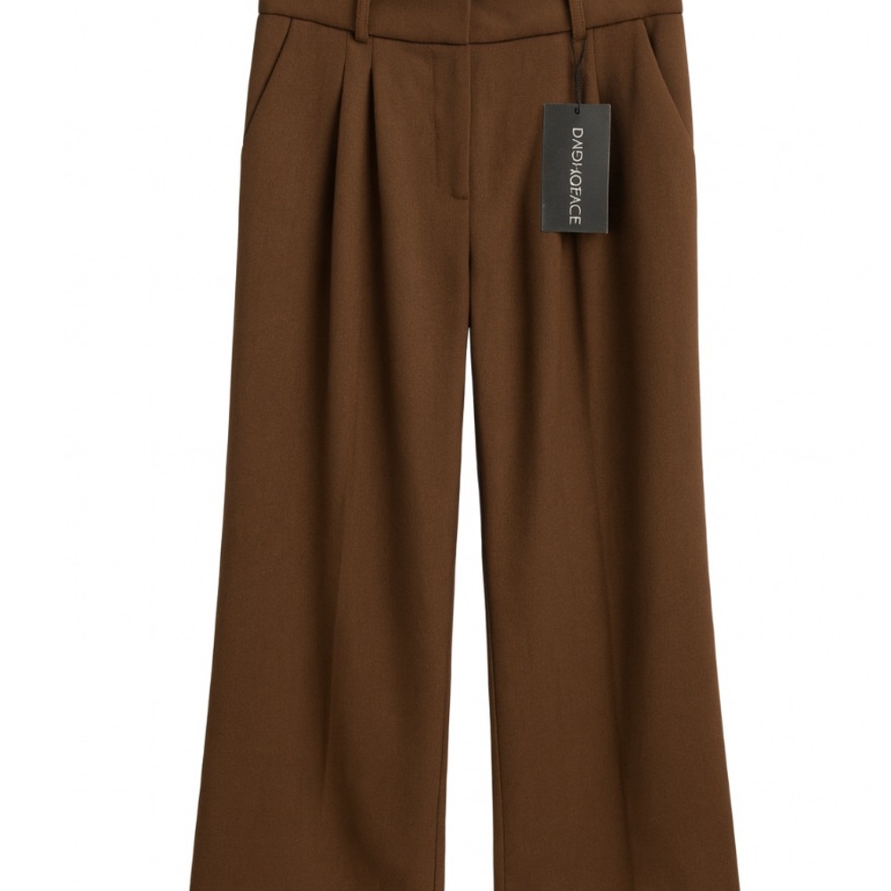 Women's Chocolate Wide-Leg Trousers Size Small EUC